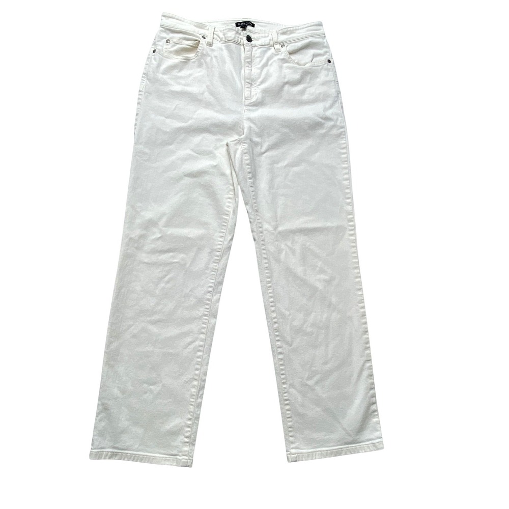 Eileen Fisher Jeans Womens 32x26 White High Rise Relaxed Organic Cotton Stretch